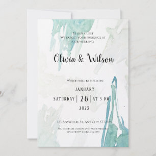 Convite de Casamento Aquarela Verde Mínimo