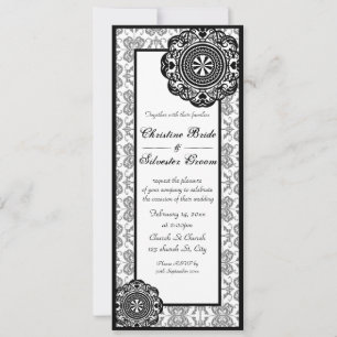 Convite de casamento Árabe Preto, 4x9.25
