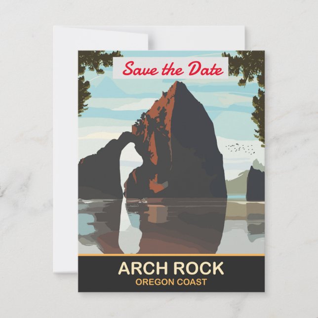 Convite de Casamento Arch Rock Oregon Coast (Frente)