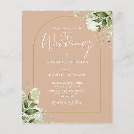 Convite de Casamento Arco Floral Dourado Tom Orçam
