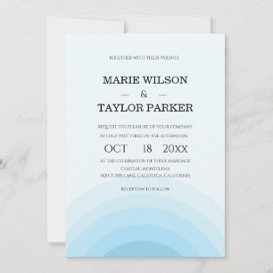 Convite de casamento Arco-íris azul aquarela