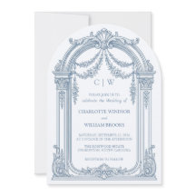 Convite de Casamento Arqueado Azul Poeirento Barro