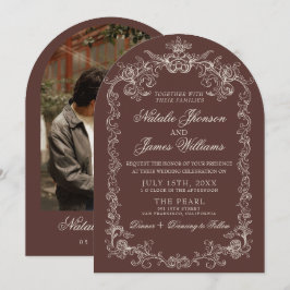 Convite de Casamento Arqueado Café Espresso Vintag