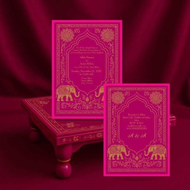 convite de casamento arquitetônico elefante mandal (Criador carregado)