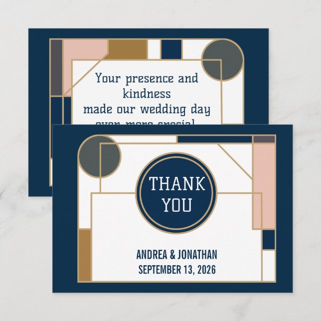 Convite de Casamento Art Déco Editável com Foto (Frente/Verso)