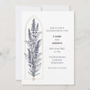 Convite de Casamento Art Deco Lírio Lavanda