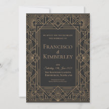 Convite de Casamento Art Déco Ouro Preto