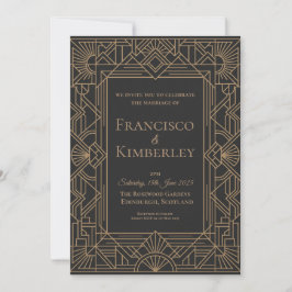 Convite de Casamento Art Déco Ouro Preto