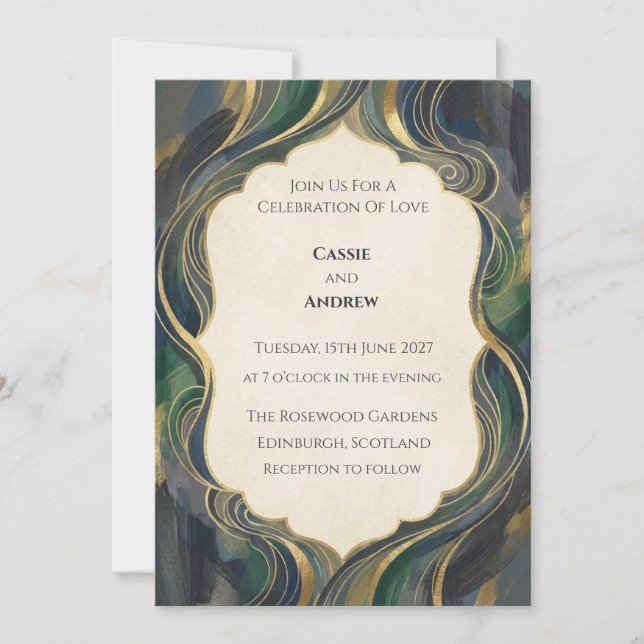 Convite de Casamento Art Nouveau com Mármore Esmer (Frente)