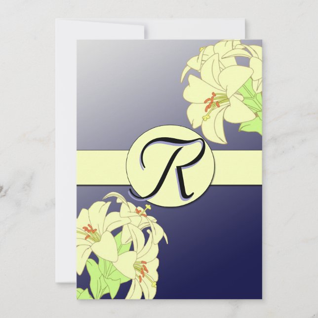 Convite de Casamento Art Nouveau Lillies (Frente)