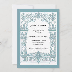Convite de Casamento Art Nouveau Ornamentado Vin
