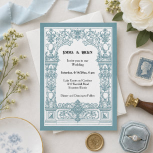 Convite de Casamento Art Nouveau   Ornamentado Vin