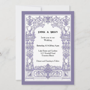 Convite de Casamento Art Nouveau   Ornamentado Vin