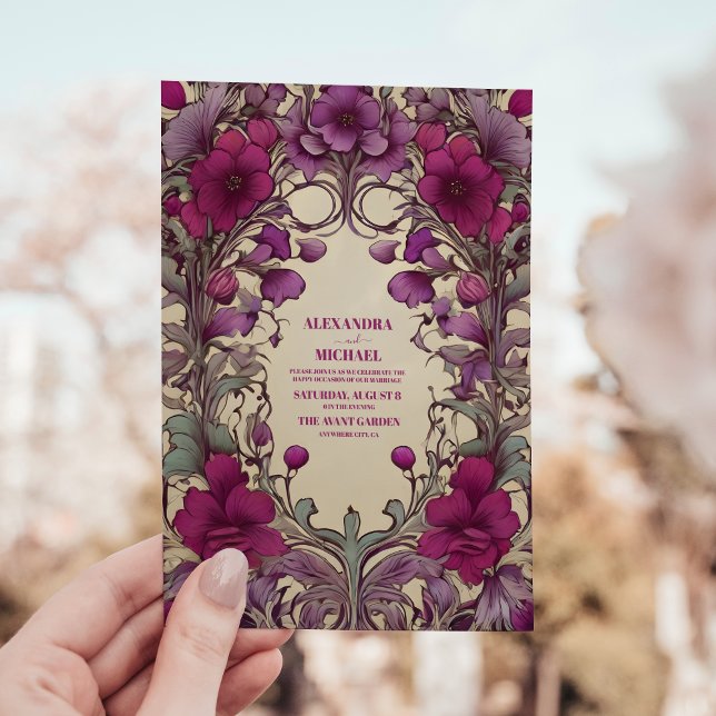 Convite de Casamento Art Nouveau Vintage (Criador carregado)