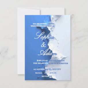 Convite de Casamento Artístico Texturizado Azul e 
