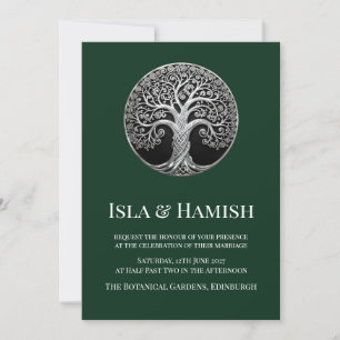 Convite de Casamento Árvore Celta Verde Floresta E
