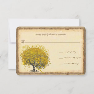Convite de Casamento Árvore Coração Amarelo Capric