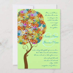 Convite de Casamento Árvore de Amor Flor Trabalho