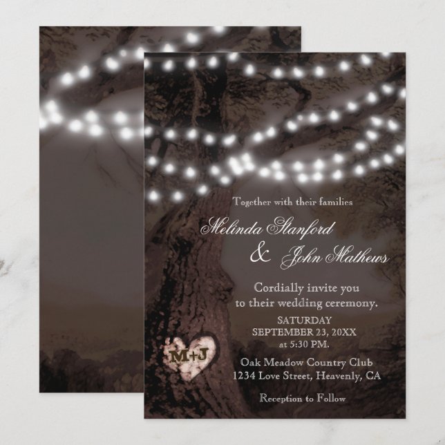 Convite De Casamento | Árvore de Partes (Frente/Verso)