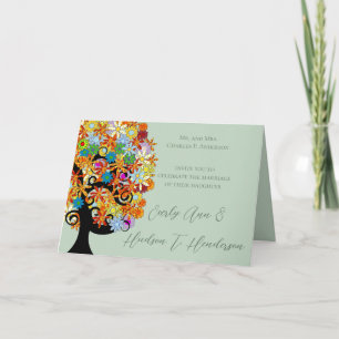 Convite de Casamento - Árvore do Amor com Flores M
