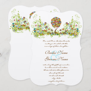 Convite de Casamento Árvore do Amor Flor Patchwork