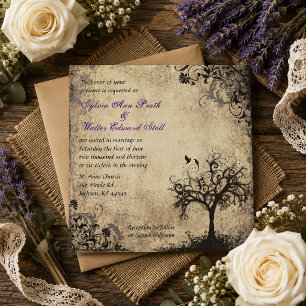 Convite de Casamento Árvore Vintage Plum New Life