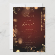 Convite de Casamento Assinatura Dourado Marrom Mog