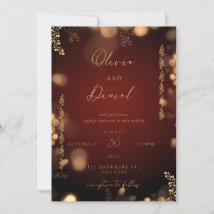 Convite de Casamento Assinatura Dourado Marrom Mog