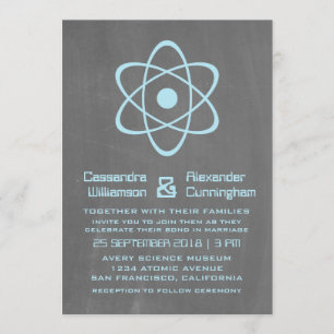 Convite de casamento atômico azul do quadro