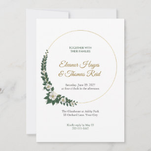 Convite de Casamento Aureole Roundel Moldura Doura