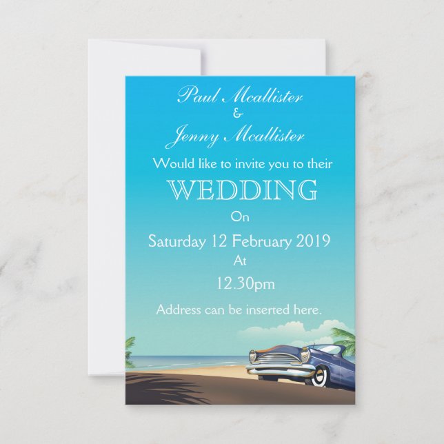 Convite de casamento Automóvel Americano Vintage (Frente)