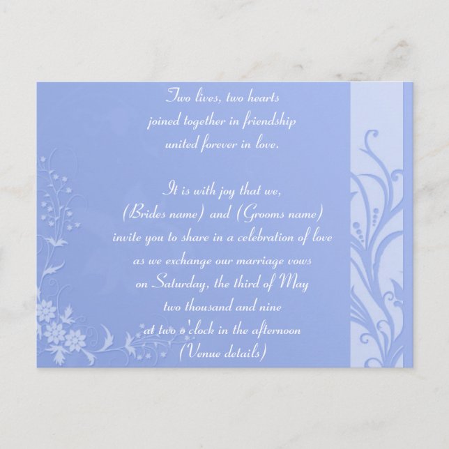 Convite de casamento azul (Frente)