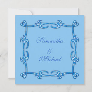 Convite de casamento azul