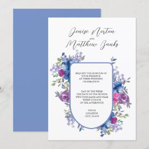 Convite de Casamento Azul Centáurea e Branco