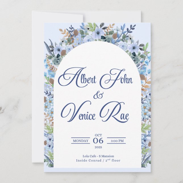 Convite de Casamento Azul Claro (Frente)