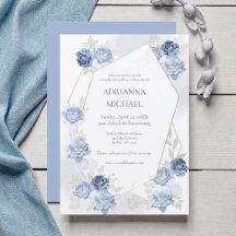 Convite de Casamento Azul Claro Aquarela
