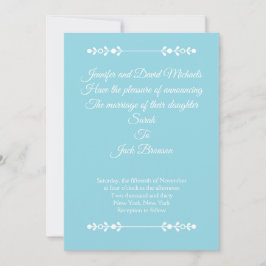Convite de casamento azul claro e branco moderno