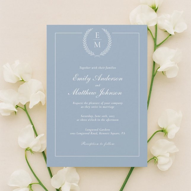 Convite de Casamento Azul Claro Minimalista (Criador carregado)