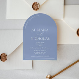 Convite de Casamento Azul Clássico com Arco Simple