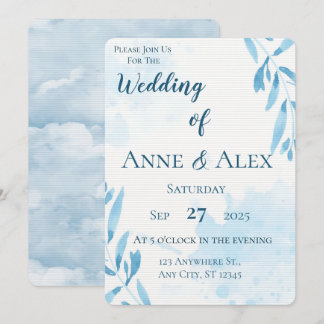 Convite de Casamento Azul - Convite Céu