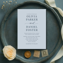 Convite de Casamento Azul Costeira Minimalista