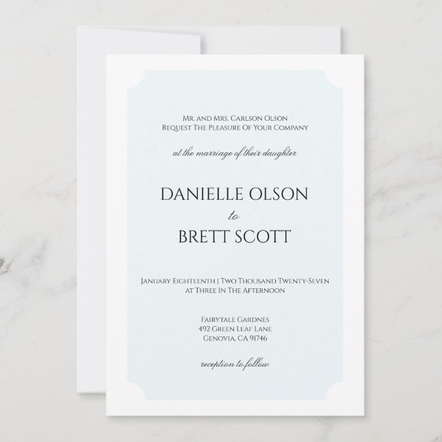 Convite de Casamento Azul Costeiro Personalizado (Frente)