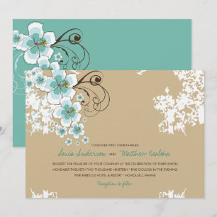 Convite de casamento azul da praia de Luau do