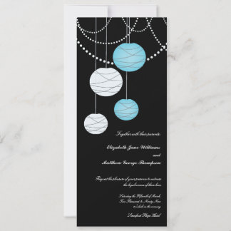 convite de casamento azul das lanternas de papel