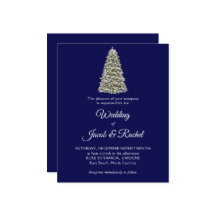 Convite de casamento Azul de Árvore de Natal Elega