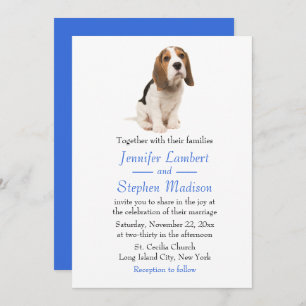 Convite De Casamento Azul De Cão-De-Beagle