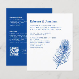 Convite de casamento Azul de Pancete Mínimo de Orç