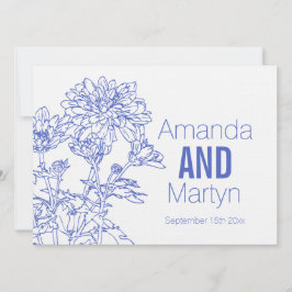 Convite de casamento azul do crisântemo de casamen