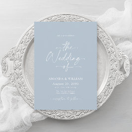 Convite de Casamento Azul Dusty com Código QR