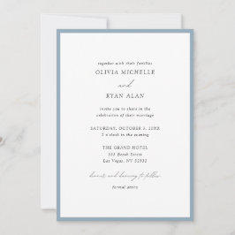 Convite de Casamento Azul Dusty, Minimalista Elega